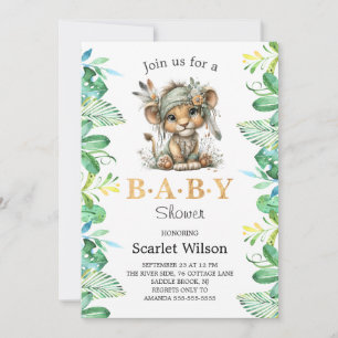 Invitation à la baby shower Lionceau Mignon