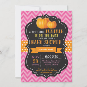 Invitation à la baby shower Little Pumpkin Chevron