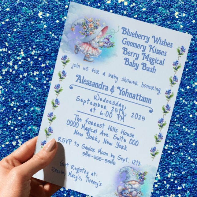 Invitation à la Baby Shower Myrtille et Gnomes (Créateur téléchargé)