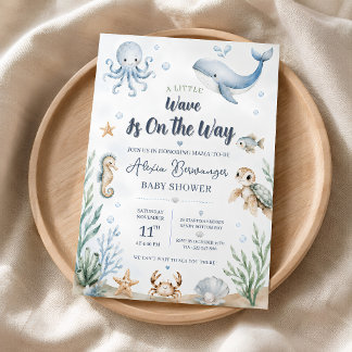 Invitation à la Baby Shower Océan | Garçon sous la