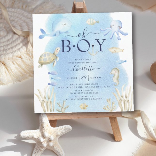 Invitation à la Baby Shower Oh Boy Under The Sea (Créateur téléchargé)