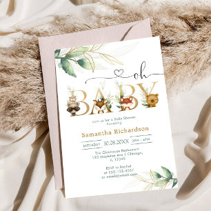 Invitation à la baby shower Oh Boy Woodland