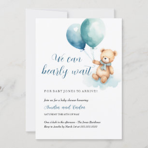 Invitation à la baby shower Ourson en peluche atte