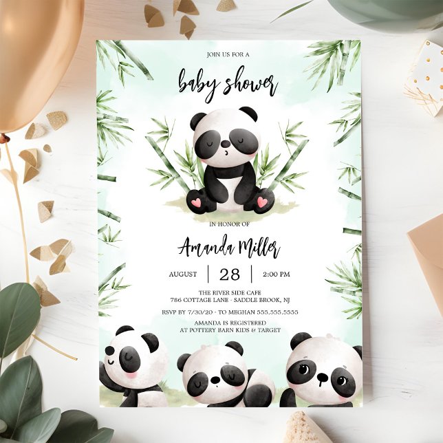 Invitation à la baby shower Panda Bébé (Créateur téléchargé)