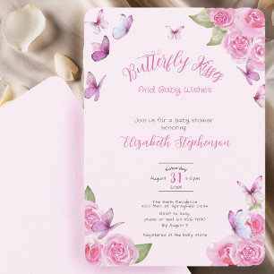 Invitation à la baby shower Papillon Rose Joli Béb