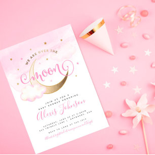 Invitation à la Baby Shower "Par delà la Lune"