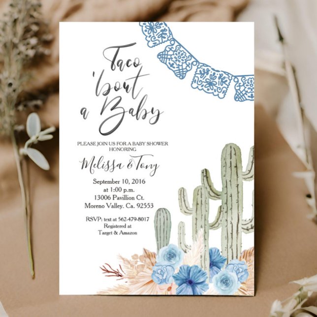 Invitation à la Baby Shower Pastel Blue Taco 'bout (Créateur téléchargé)