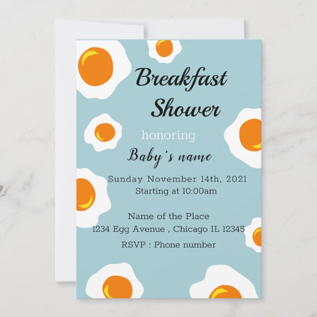 Invitation à la Baby Shower Petit Déjeuner (Devant)