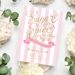 Invitation à la Baby Shower pour Bébé Fille Sugar