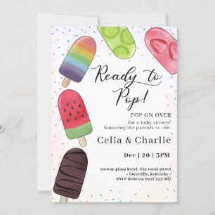 Invitation à la Baby Shower pour Bébé Popsicle Prê
