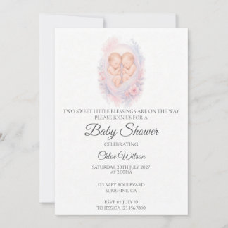 Invitation à la baby shower pour des jumeaux endor