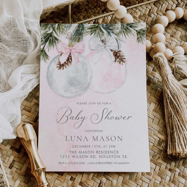 Invitation à la baby shower pour fille de Noël (Créateur téléchargé)