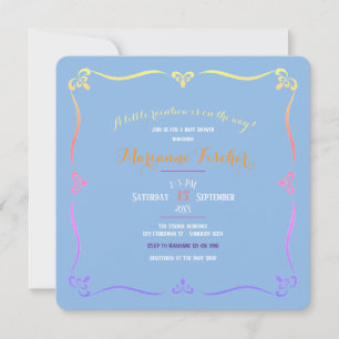 Invitation à la baby shower pour garçon Arc-en-cie