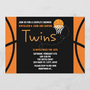 Invitation à la baby shower pour jumeaux de basket