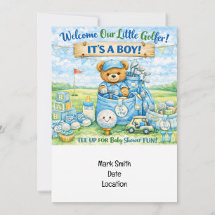 Invitation à la Baby Shower pour Petit Golfeur Gar