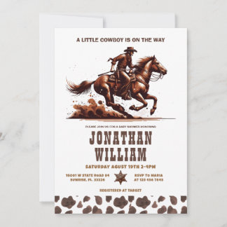 Invitation à la baby shower pour un garçon cowboy 