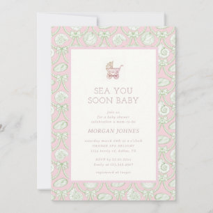 Invitation à la baby shower Preppy Couquette Côtiè
