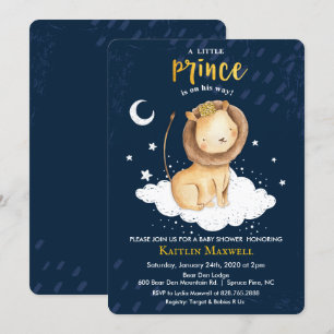 Invitation à la baby shower Prince Lion