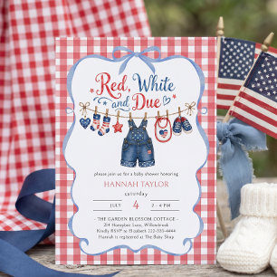 Invitation à la Baby Shower Red White and Due Boy