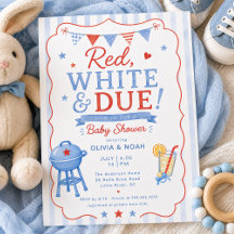 Invitation à la Baby Shower Red White & Due BBQ