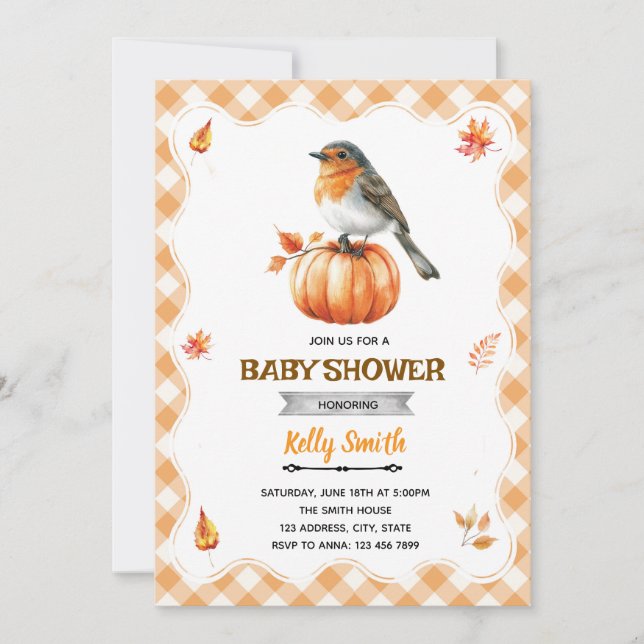 Invitation à la baby shower Robin (Devant)