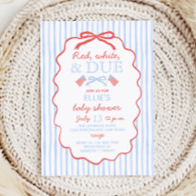 Invitation à la Baby Shower Rouge Blanc et Bébé à