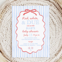Invitation à la Baby Shower Rouge Blanc et Bientôt