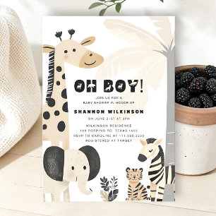 Invitation à la Baby Shower Safari Oh Boy
