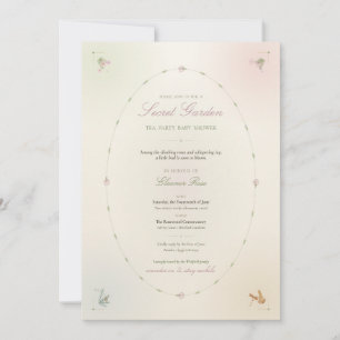 Invitation à la Baby Shower Secret Garden Tea Part
