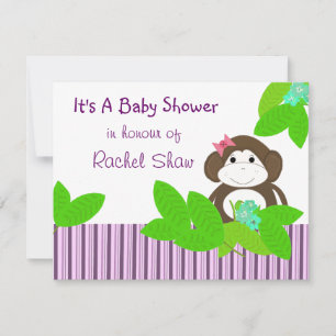 Invitation à la baby shower Singe à rayures violet