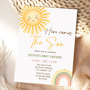 Invitation à la baby shower Sunshine And Rainbow