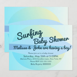 Invitation à la Baby Shower Surf sur la Plage d'Ét
