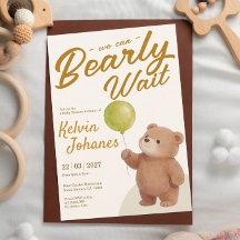 Invitation à la baby shower Teddy Bear Baloons
