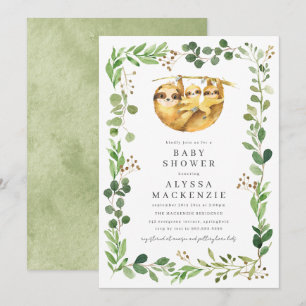Invitation à la baby shower Twin Sloth