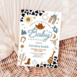 Invitation à la baby shower Western Cowboy