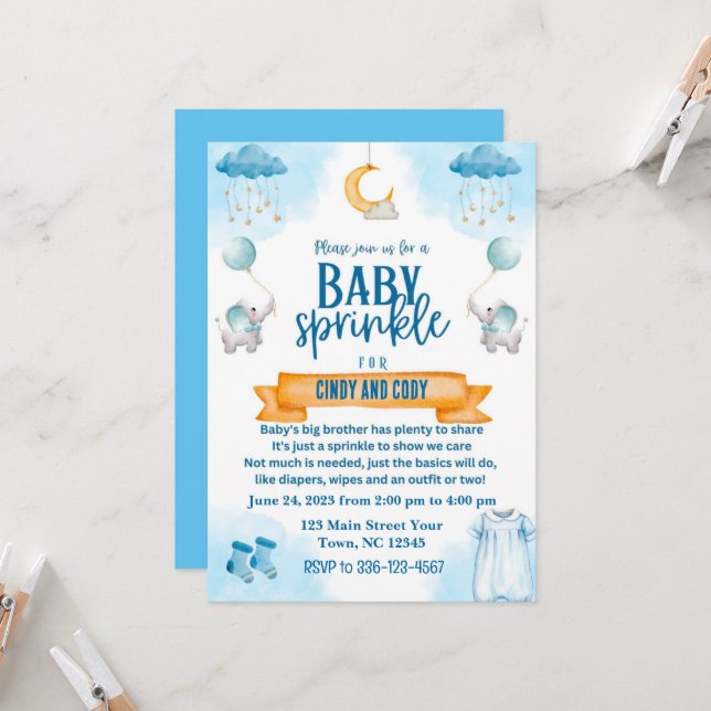 Invitation à la Baby Sprinkle (Devant/Arrière en situation)