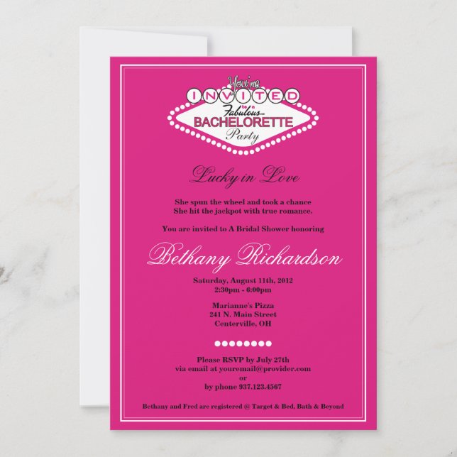 Invitation à la Bachelorette Party de Las Vegas -  (Devant)