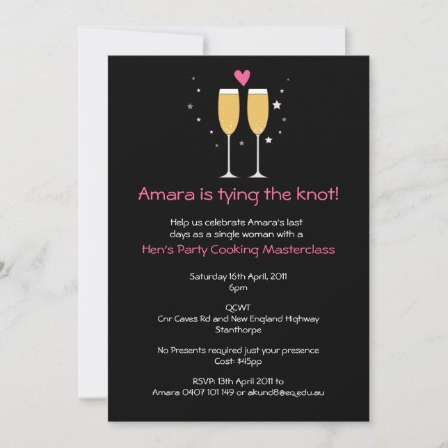 Invitation à la Bachelorette Toast de Champagne (Devant)