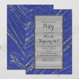 Invitation à la bande de marbre bleu et argent mod