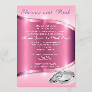 INVITATION À LA BANDE DE MARIAGE DE PLATINE ROSE