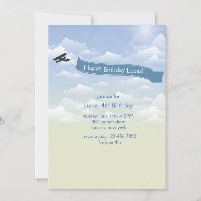 Invitation à la bannière d'avion (Devant)