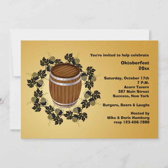 Invitation à la barelle de bière Oktoberfest (Devant)