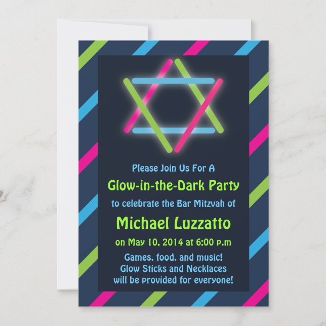 Invitation à la barre et au Bat mitzvah lumineux (Devant)