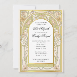 Invitation à la bat mitzvah rétro vintage floral