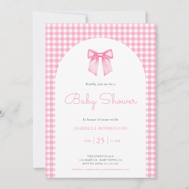Invitation à la béquille rose et au Baby shower En (Devant)