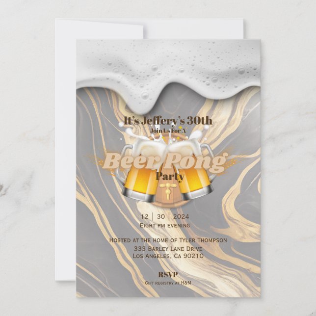 Invitation à la bière pong (Devant)