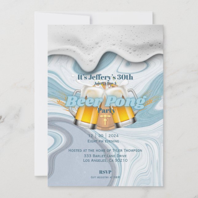 Invitation à la bière pong (Devant)
