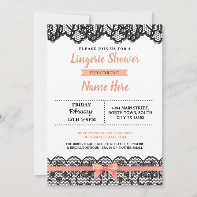 Invitation à la boussole Lingerie Peach Black Lace (Devant)
