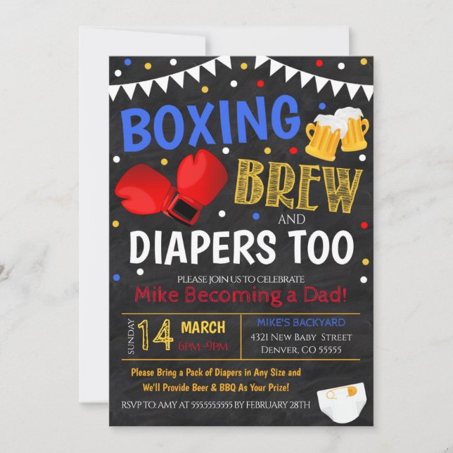 Invitation à la boxe et au Baby shower de la bière (Devant)