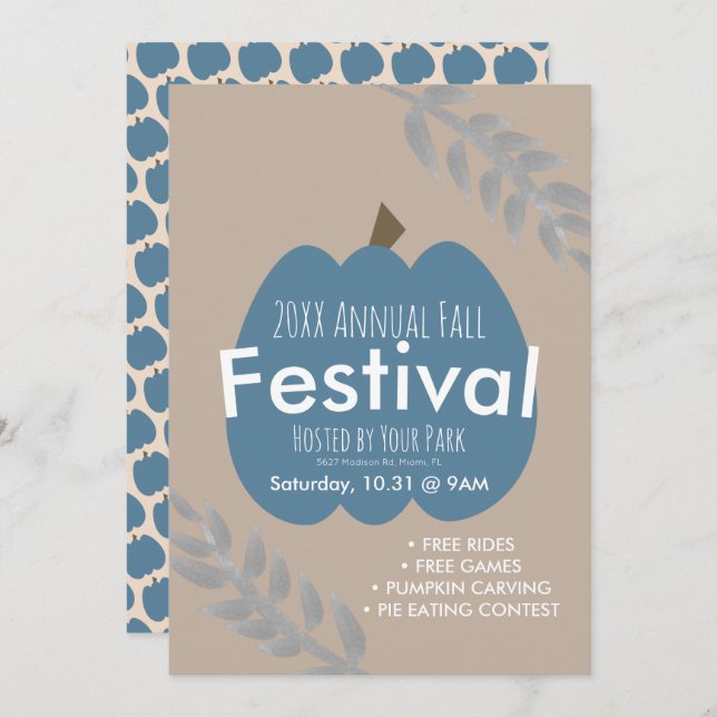 Invitation à la branche de citrouille du festival  (Devant / Derrière)